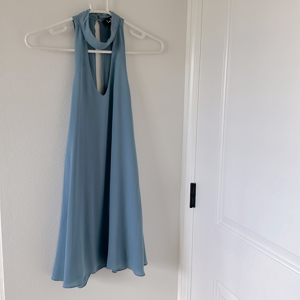 High Neck Blue Dress